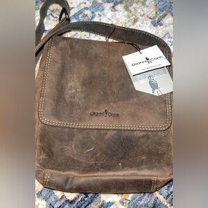 NWT Gianni Conte Brwn Leather Men Crossbody Bag Snap Closure Red Interior 966145